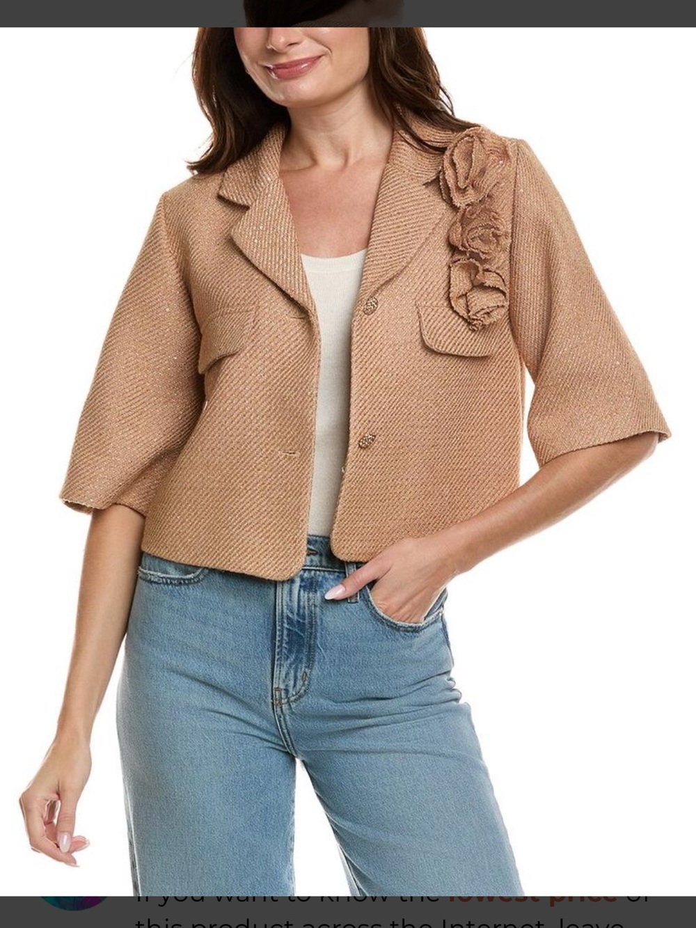 Flora Bea Womens Cropped Tan Callah Jacket, size XL